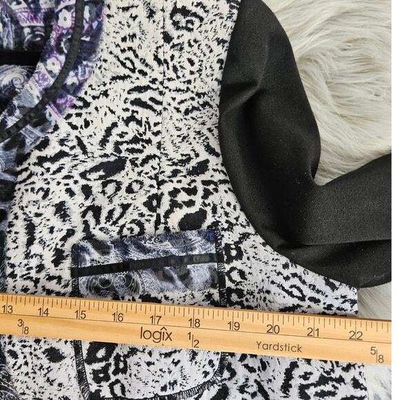 Chico’s Size 3 XL 16 Animal Print Open Front Blazer Jacket Black Purple Career - Picture 12 of 13